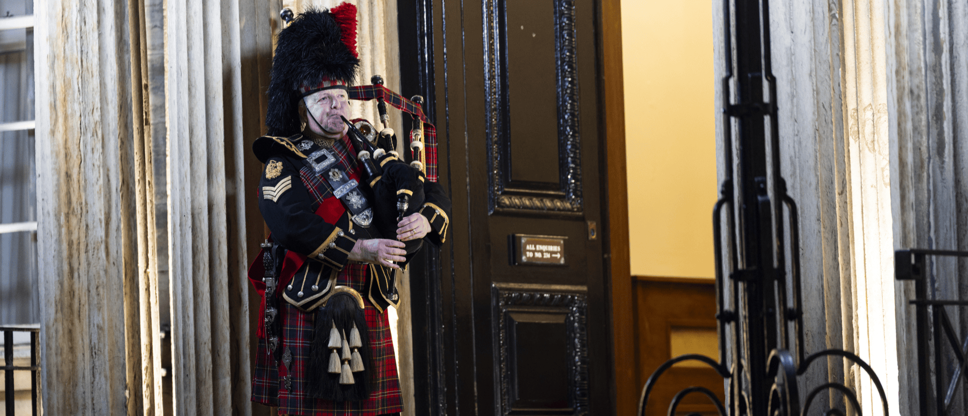 Piper playing outside the college